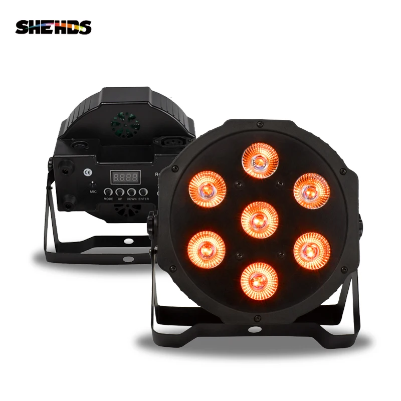SHEHDS LED Flat Par 7x18W RGBWA UV Light DMX512 6-10CH Stage Light Stroboscope For Home Entertainment Professional Stage - Image 2